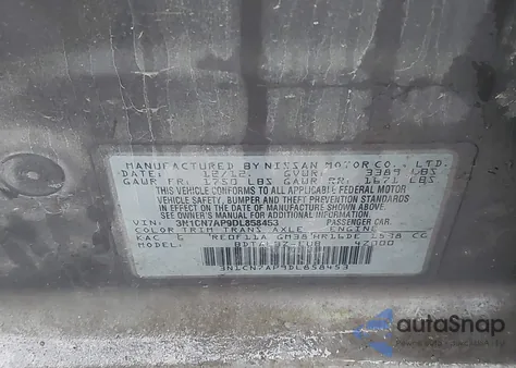 2013 Nissan Versa 1.6 Sv z USA, uszkodzony, nr VIN 3N1CN7AP9DL858453